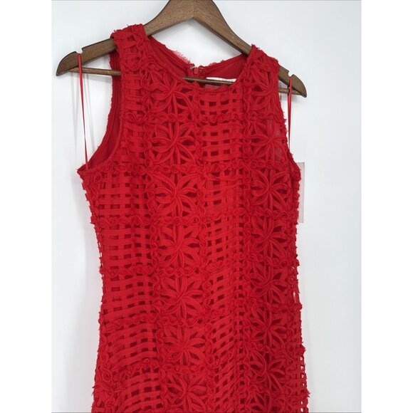 ANTHROPOLOGIE Endless Rose Size Large Red Sleeveless Textured Midi Dress - Picture 5 of 12